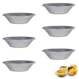 GVSS 6 Pcs Nata Pastice Mould, Aluminum Pastice Mold, Pastice Molds, Nata, Reusable for Muffins, Tarts, Pudding, Baking, Silver, 7 x 2 cm