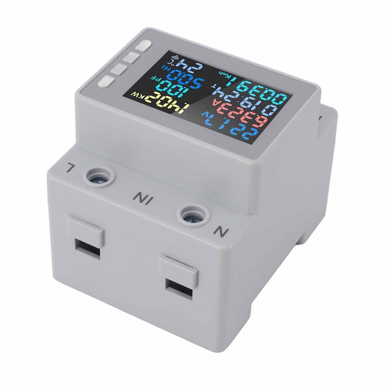 DIN Rail Voltage Current Meter 170‑270V 0‑63A Digital Display Energy