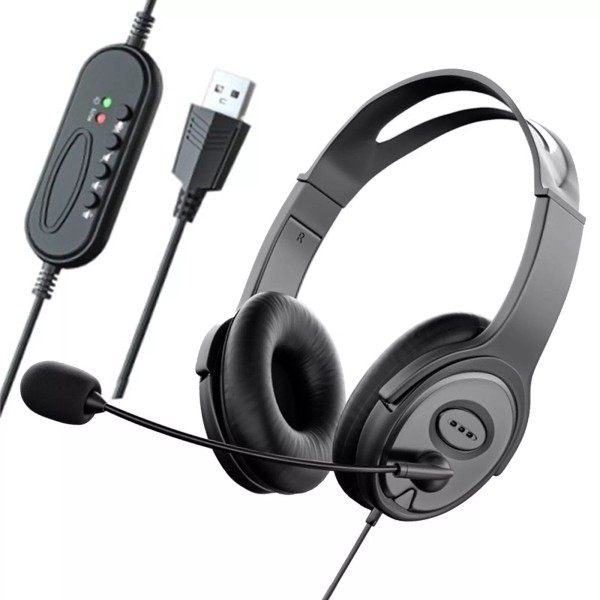 Unbranded Call Center Headset Stereo Headphones with Noise Cancelling Microphone