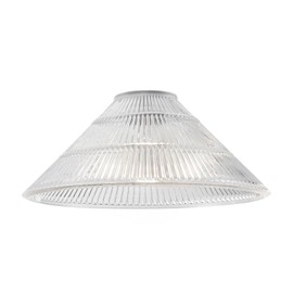 Modern Designer Transparent Ridged Glass Easy Fit Pendant Shade in Cone Shape | 11w LED Maximum | 19cm x 25cm by Happy Homewares