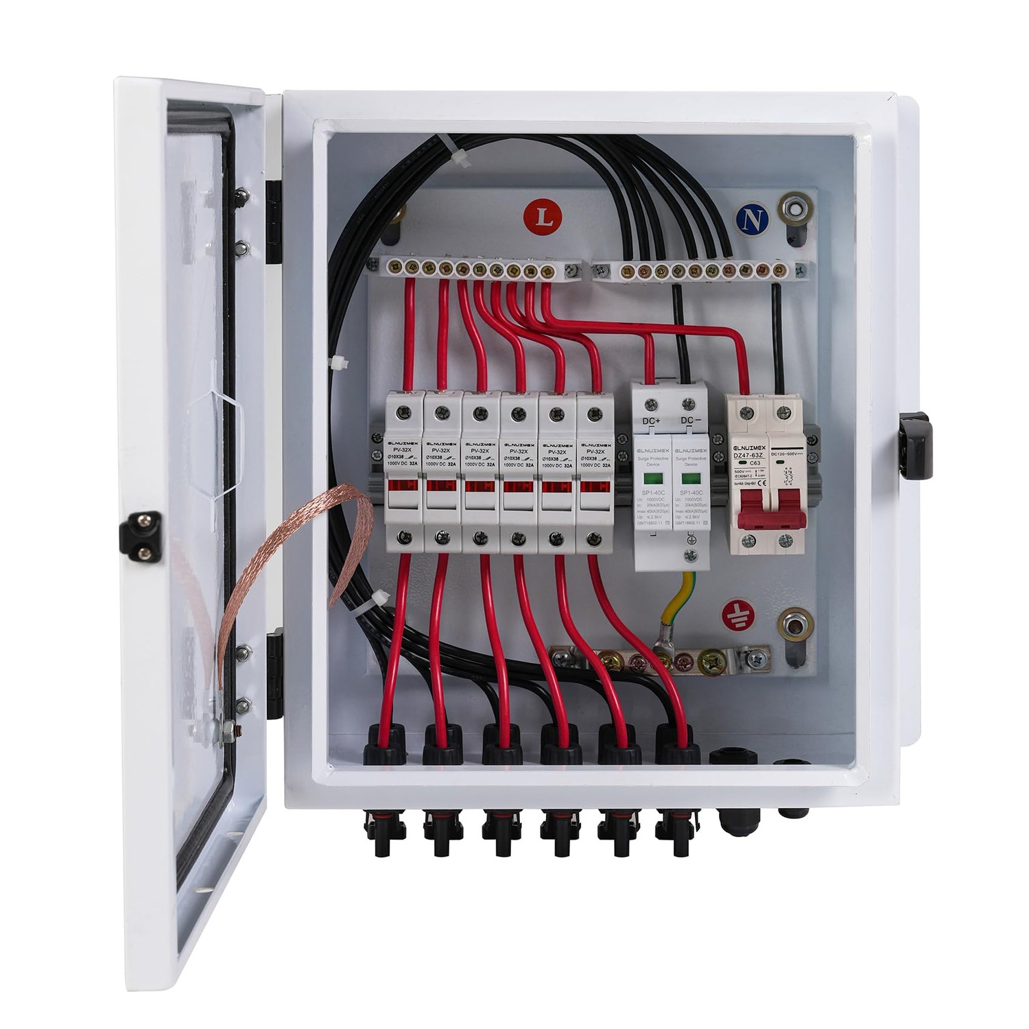 Elnuimex 6 String Metal Solar Combiner Box, PV Combiner Box with 20A ...