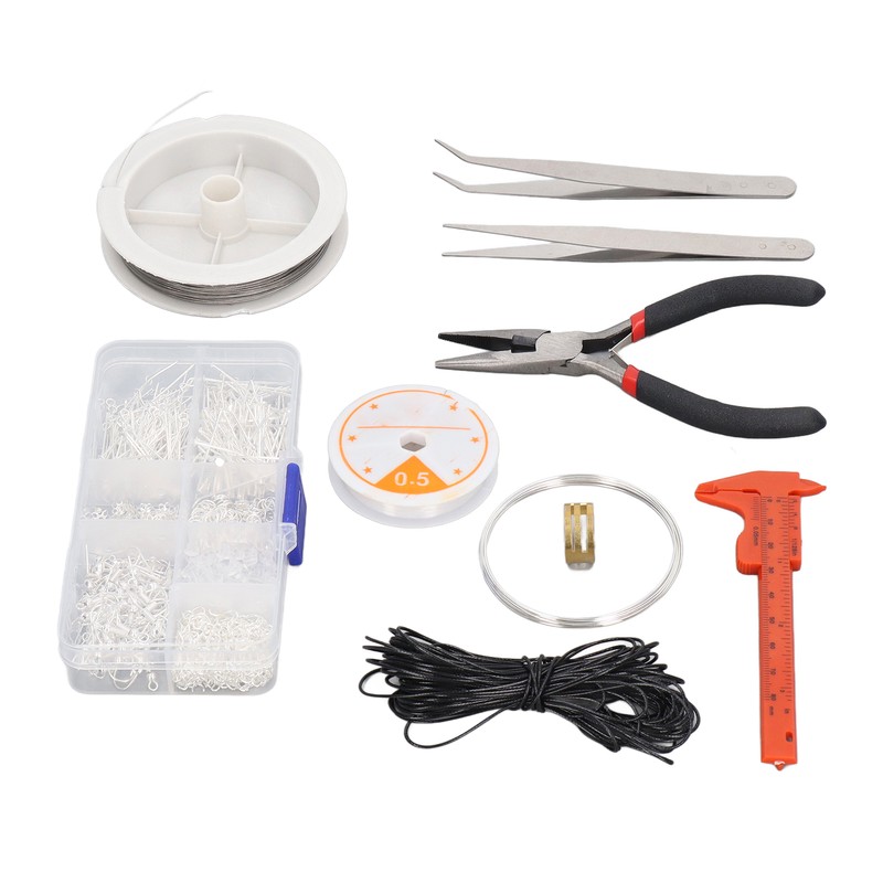 Earring Making Kit with Tweezers Ear Hooks Ear Pins Wax