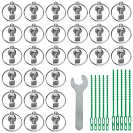 30 Pack-Greenhouse Bolts and Nuts with Rings, Aluminum Cropped T Head Bolts & Nuts (No Assembly Required) with Reusable Plant Ties, Greenhouse Accessories for Climbing Plants