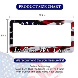 in God We Trust Christian License Plate Frame - American Flag Design License Plate Holder, Rust-Proof Auto Parts License Plate Cover Decoration with Screws Caps for Standard US 6 x 12 Inch
