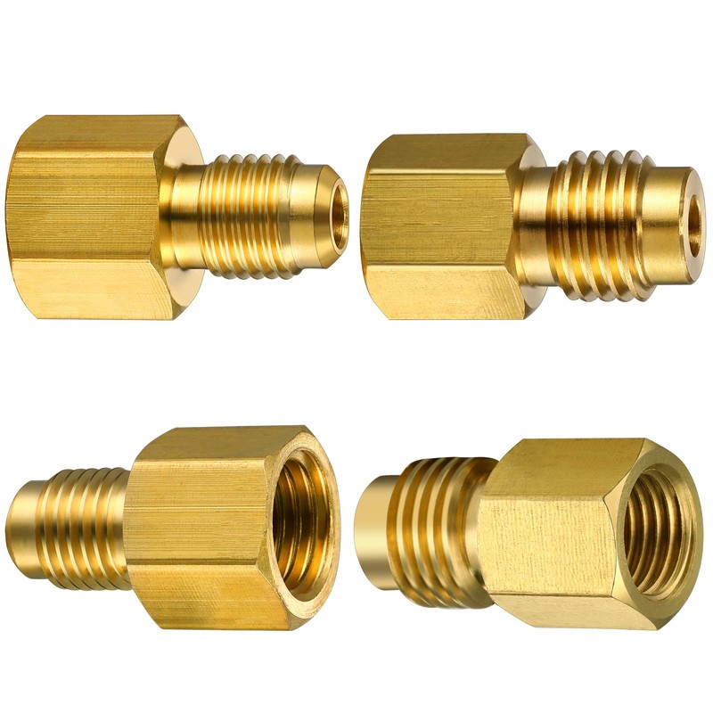 JaGely 17 Pcs R134a Brass Refrigerant Tank Adapter 1/4" to
