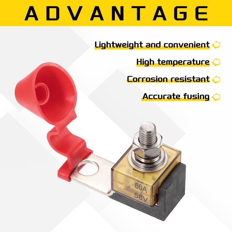 MECCANIXITY Terminal Fuse, 60A, 58V DC, Marine Rated, Waterproof, 2-Position,