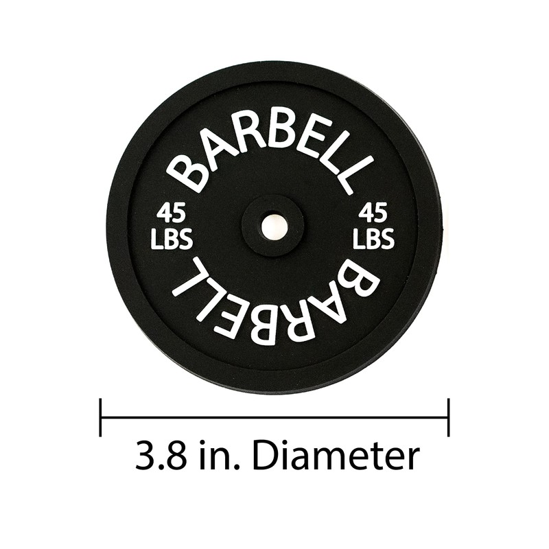 Barbell Bumper Plate Drink Coasters Set of 6, Round Black