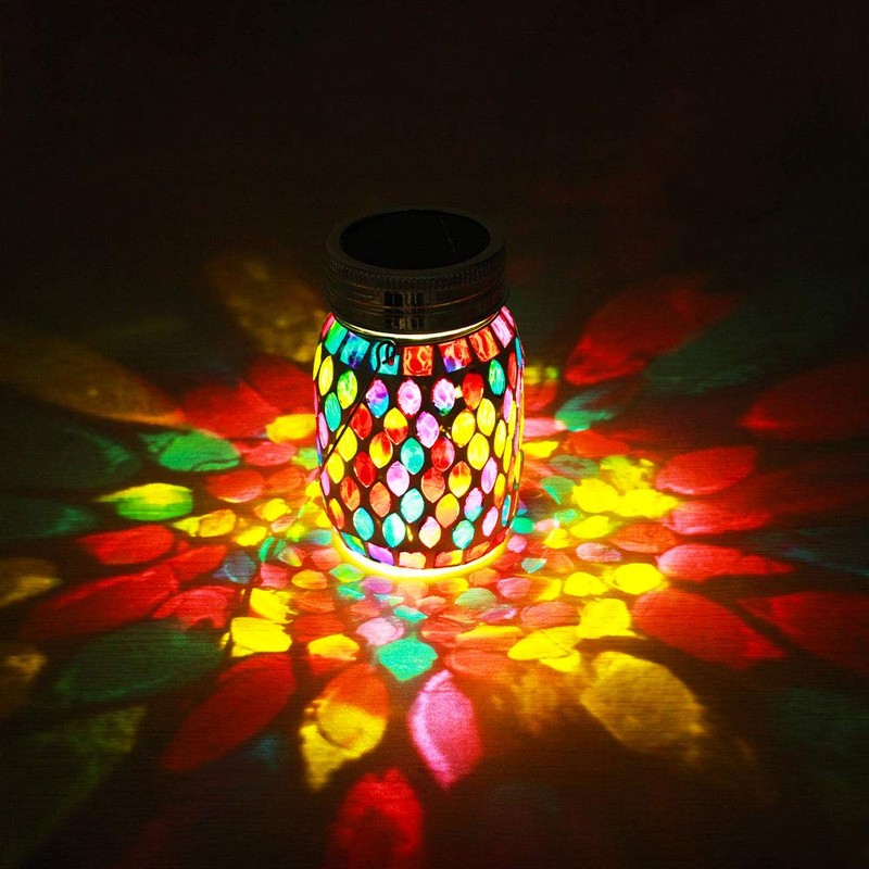 Mosaic Lights Outdoor Hanging Lanterns, Rechargeable Mosaic Solar Lanterns， Outdoor