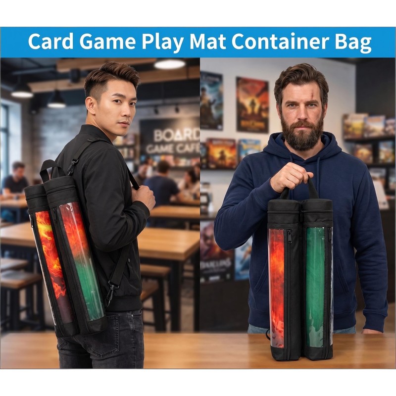 Card Game Playmat Tube Bag for 2 Mats, Dice Holder