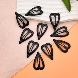 Black Heart Shaped Snap Hair Clips for Women Girls Y2K Hair Pins Barrettes Hairpins Goth Gothic Hollow Heart Snap Clips