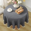 meioro Round Tablecloth Solid Color Tablecloths Tassel Table Cover Cotton