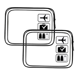 ANEMEL 2Pcs Clear Toiletry Bag TSA Approved Portable Travel Waterproof Makeup Cosmetic Bag Carry On Storage For Women Men, Black