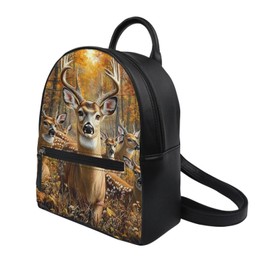 Showudesigns Forest Deer Backpack Purse for Women Mini Backpack with Inner Pouch Women Purse Camo Leather Rucksack Travel Daypack Teenager Handbags Back Pack Brown Tote Bags