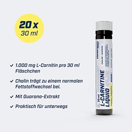 Energybody Energybody? L-Carnitine Liquid Plus - 20x30ml - L Carnitin Liquid mit Cholin & Guarana/Nahrungserg?nzung fr einen normalen Fettstoffwechsel