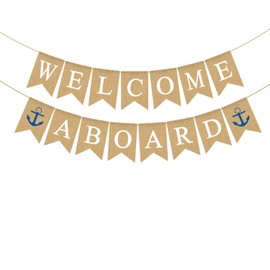Banner de yute de bienvenida a bordo, náutico, baby shower, fiesta de cumpleaños, guardería, decoración