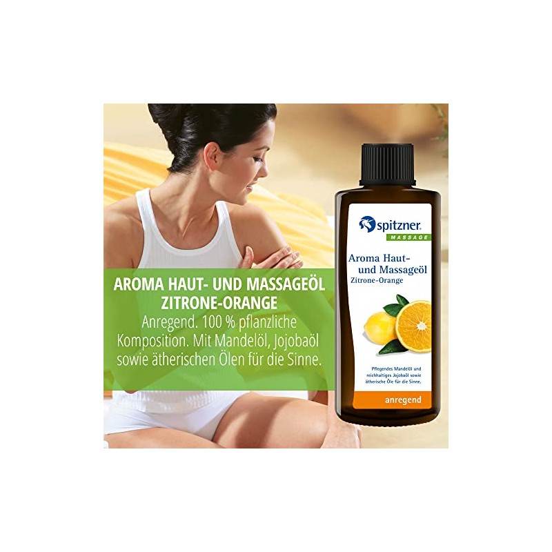 Spitzner Aroma Haut- & Massageöl Zitrone-Orange (190 ml) – anregendes