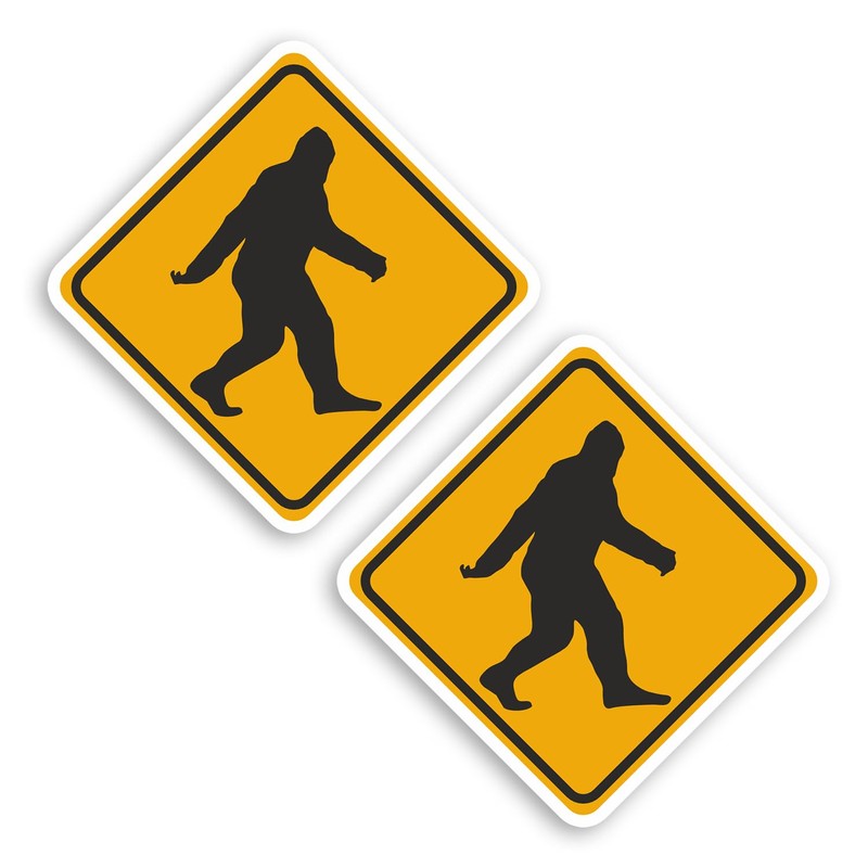2 x 10cm Warning Bigfoot Sign Vinyl Stickers - Yeti
