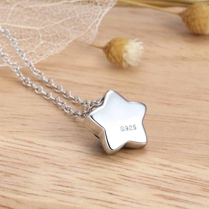 SIMPLGIRL Star Necklace for Women, 925 Sterling Silver Five Point