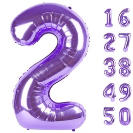 40 Inch Balloon Number 2 Purple Big Foil Helium Balloons Giant Mylar Number 2nd for 12 20 22st Birthday Anniversary Party Decorations Supplies