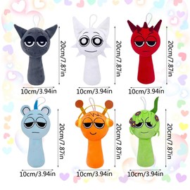 KUWUNG 6 Pcs Sprunki Plushies, 20cm Funny Sprunki Toys, Horror Games Sprunki Plush Toy Collectible for Fans, Soft Stuffed Animal Pillow Sprunki Figures Doll Birthday Gifts for Adult Kids