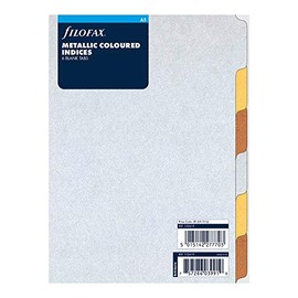 Filofax B1326196, 6-Tab Index Organizer Refill, A5 Size, Metallic Colors, Blank