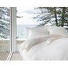 EcoLinen Organic Cotton Tailored Pillowcase - Embroidered, White with olive