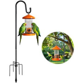 Shepherd Hooks for Outdoor, 78" Bird Feeder Pole with 5 Prong Base, Shepherds Hook for Bird Feeders Heavy Duty, Adjustable Bird Buddy House Pole for Hanging Bird Feeders, Lantern, Potted Plant, Black