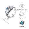 MANBU Sterling Silver Turquoise Feather Ring Earrings Women Men Feather