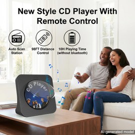 Fohil CD Player for Home with Bluetooth, Desktop Portable CD Player Built-in HiFi Sound Speakers, CD Music Player with FM Radio, Remote Control,Gifts for CD Music Lovers Birthday Christmas-Black