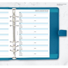 NBplanner A5 Website & Password Tracker Organiser Refill Insert Filofax A5 Compatible