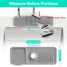 Faucet Mat for Kitchen Sink [5°Slope Fast Self-draining] Bathroom Kitchen Sink Splash Guard Silicone Kitchen Sink Faucet Mat Splash Guard for Kitchen Sink Area Tidy Splash Faucet Guard Draining Mat