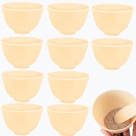 PLINNILUY 10 Pcs Diy Face Mask Mixing Bowl, Home Use Silicone Facial Mask Mixing Bowls Set Plastic Facial Mask Mixing Masks Set - DIY Skincare Mixing Tool Kit (Yellow-10Pcs)