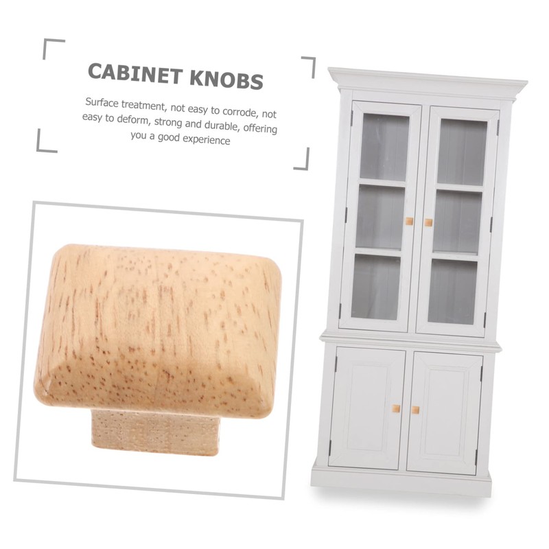 Operitacx 10pcs Square Wooden Pull Handles Simple Design Cabinet Knobs