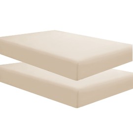 Sfoothome Two Pack Fitted Sheets Twin Size with Deep Pockets - Soft and Comfortable Microfiber - Fade Wrinkle Resistant, Beige Mattress Sheets