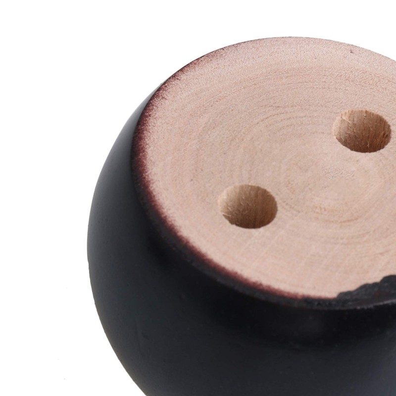 SHANOER 4pcs 40mm Height Black Eucalyptus Wood Round Bun Furniture