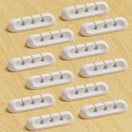 Apromisith USB Cable Organizer Clips Cord Holder,12 Packs (3-Slots) White Self Adhesive Desk Cord Cable Management