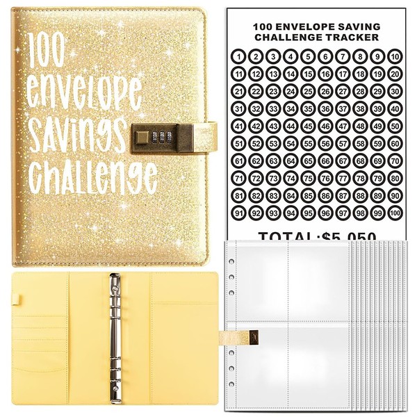 FineInno 100 Envelope Challenge Binder, Money Saving Challenge Book with