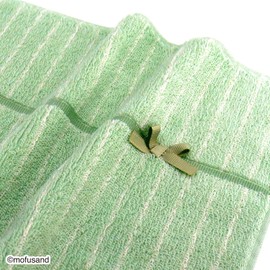 Towel Museum mofusand Sitting Towel Handkerchief, Green, Ebinyan, Cat Ribbon, Cute, 43-0040100, Approx. 9.8 x 9.8 inches (25 x 25 cm)
