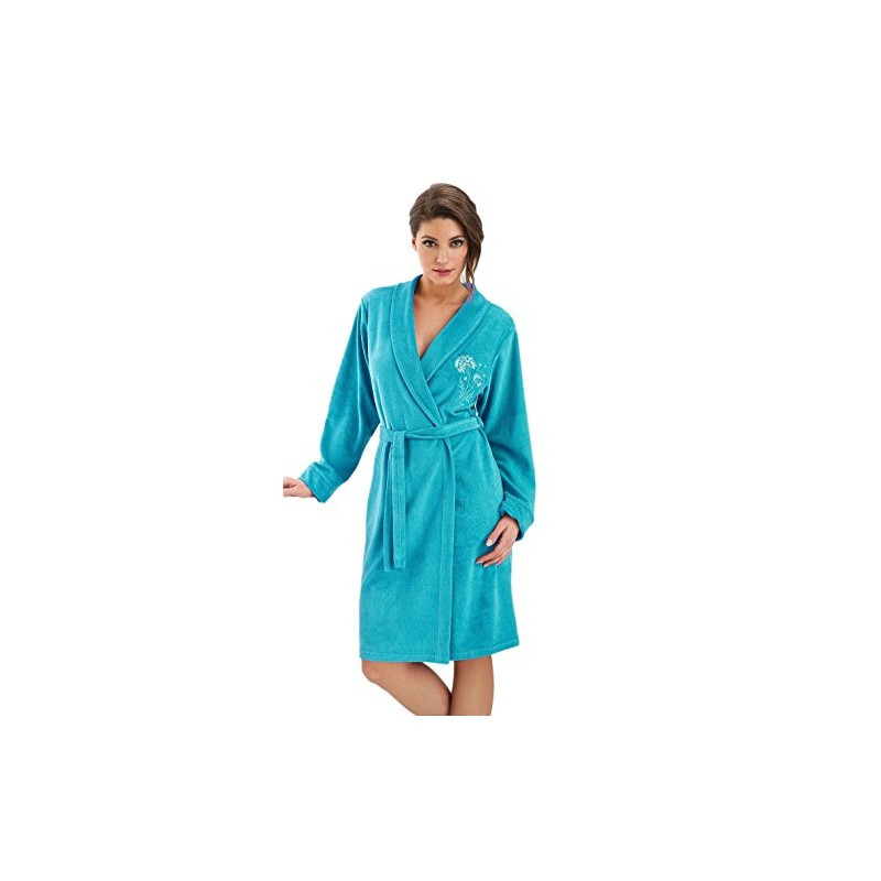 DOROTA Cuddly and modern cotton bathrobe with pockets and tie