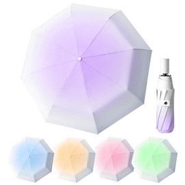 EEPLUYTY Umbrellas, Automatic Pocket Umbrella Open-Close with 8 Ribs, Storm Resistant, UV Protection, Automatic Opening and Closing (Purple)