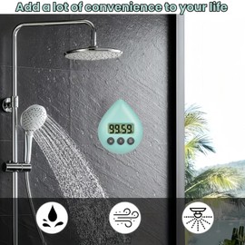 Waterproof Digital Shower Timer,Digital Shower Timing Tool,Features Toilet Timer with Energy-Saving Countdown Alarm Function,Kitchen Timer Capabilities for Cooking,Timer with Water Drop Shape Design