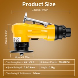 2 in 1 Pneumatic Chamfering Tool - Mini Air Chamfer Tool for C & R Deburring, 45° Arc Corner Beveling Machine for Metal, Acrylic, Wood (Red)