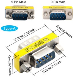 Xiatiaosann 6 PCS DB9 Male to Male/Female to Female, RS232 Gender Changer, 9 Pin Data Transfer Serial Port Adapter Connector