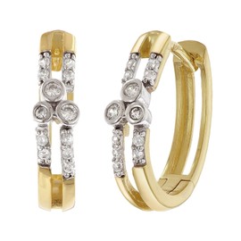 trendor Damen-Ohrringe 925 Silber Vergoldet Zirkonia Klapp-Creolen modischer Ohrschmuck für Frauen, zauberhafte Geschenkidee und elegantes Accessoire 28002