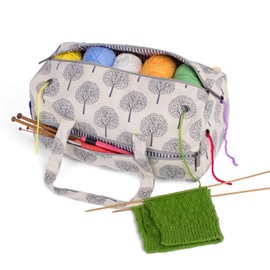 Luxja Knitting Bag, Yarn Bag for Yarn Skeins, Crochet Hooks, Knitting Needles (up to 14 Inches) and Other Accessories, Trees