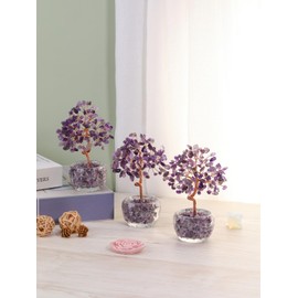 JSDDE Chakra Feng Shui Tree, Tree of Life Decoration, Healing Stones Gemstones Tree, Money Tree, Crystal Tree, Lucky Charm, Spiritual Feng Shui Decoration (Amethyst)