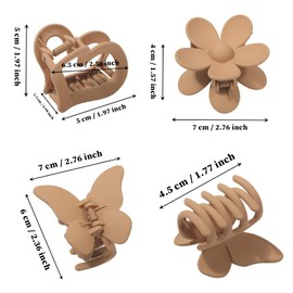 Butterfly Hair Claw Clip 6 Pcs Cute Flower Hair Clips Matte Large Claw Clips for Women Thick Hair Claw Non Slip Heart Clips for Thin Hair Clamps Butterfly Clips (Butterfly/flower/heart (light coffee/light brown)