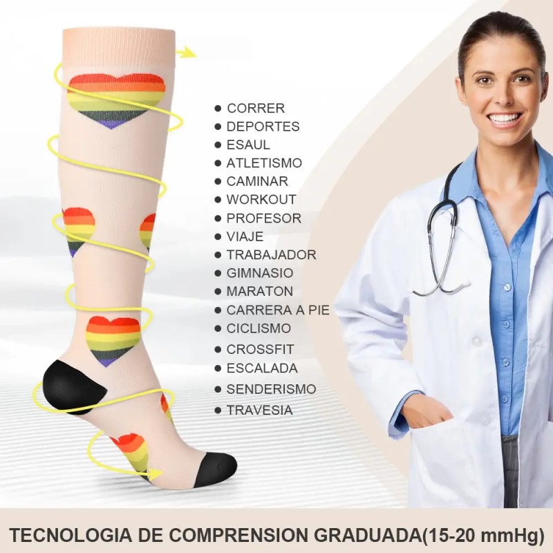 10 Pares Calcetas Compresión U Alivia Varices Y Circulación