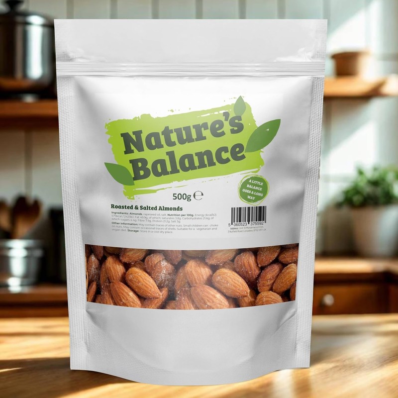 Natures Balance Roasted and Salted Almonds Source of Fibre and