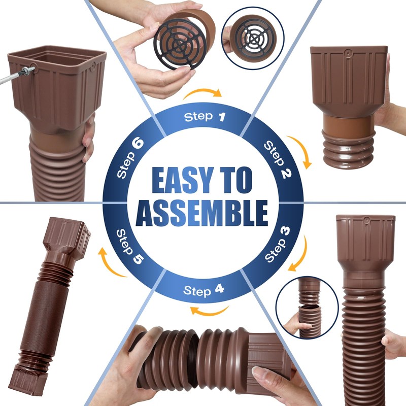 Loyala 2PCS Gutter Downspout Extensions Flexible Drain Downspout Extender Gutter